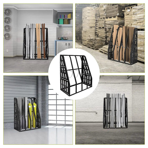 Heavy Duty Vertical Bar Rack Ready To Handle 1500 Lb Wall Mount Storage For Long Parts And Tool Boxes Welded Steel Frame with multiple pipe displays.