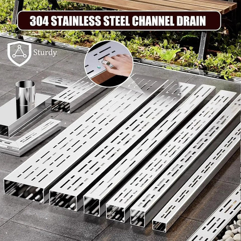 Outdoor Trench Drainage Kit For Pathways And Lawns Hidden Driveway And Courtyard Drainage System with 304 stainless steel panels