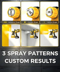 Heavy Duty Cordless Paint Sprayer For House Painting With Two 4000 Mah Batteries showing 3 spray pattern options for custom results.