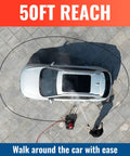 Beefy 50 Ft Pressure Washer Hose One Quarter Inch 3200 Psi Kink Resistant Replacement Hose in use cleaning a car with ease