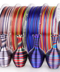 Silk Multicolor Rainbow PLA Filament Bundle For 3D Printing, 1.75mm, Four 200g Spools, Vases Crafted with Vibrant Shiny Filament