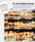 100 Count Clear Self Sealing Cookie Bags With Individual Packaging shown near bakery breads display
