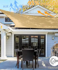 8x10 Shade Sail Permeable HDPE Outdoor Sun Shade Canopy for Patio Backyard Garden and Porch UV Block Sun Cover installed over patio