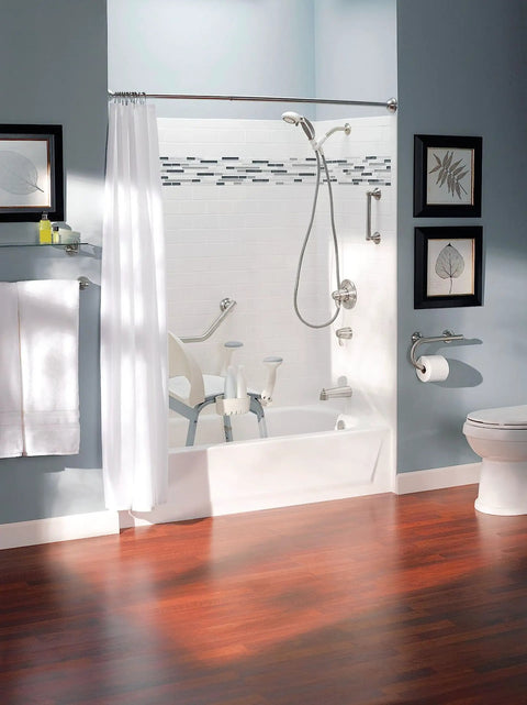 Bathroom with 24 Inch Bathroom Grab Bar With Towel Bar In Brushed Nickel Built To Last Heavy Duty Safety Rail near bathtub