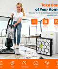 Woman vacuuming living room with Premium Vacuum Filter Replacement For NV250 And Compatible With ZU102 ZU100 ZU60 ZU62 ZU51 Upright Vacuums