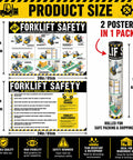 Two Laminated Forklift Safety Posters Set 17 By 24 Inches OSHA Compliant Wall Signs With Easy Operation Rules And Visual Guides For Warehouse And Distribution Center And Industrial Use. Product image showing two 17x24 in forklift safety posters rolled for shipping.