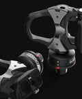 Assioma Duo Power Meter Pedal System With Rechargeable Batteries Delivers 50 Hours Of Ride Power, Easy Install, Smart Cycling Tech, Bluetooth And ANT Plus Connectivity To Bike Computers And Smartphones, Available In UNO Or DUO, showing detailed side view with branding