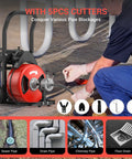 Heavy Duty 100Ft Electric Drain Auger With 750W Auto Feed Steel Core Cable for smooth pipe cleaning in use.
