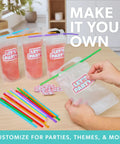 Clear Drink Pouches For Adults 16.9 Oz Freezable Reusable Bags With Straws Leakproof Party Ready on table