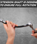 Four Piece Flexible Socket Extension Bar Set With One Half Quarter And Three Eighth Inch Shafts Built From Heavy Duty Chrome Vanadium Steel in use.
