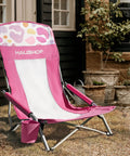 Low Seat Beach Chair With Mesh Back And Cup Holder Lightweight Foldable Camping Chair For Beach And Picnic Ergonomic High Back