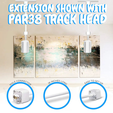 Track Lighting Extension Rod Two Pack 18 Inch For H Track Fixtures White, lowers PAR38 track heads
