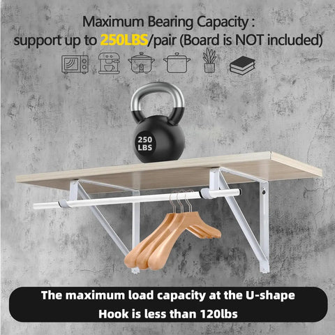 Totally Legit Closet Rod And Shelf Brackets Size 11 By 9.5 Inch Steel Wall Mount supports two packs with 250 lbs capacity.