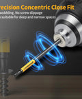 Heavy-Duty 14-Piece Long Torx Bit Set With 6-Inch Reach, T7 Through T40, Tamper-Proof Star Bits close-up in use with drill