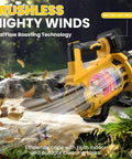 Cordless Leaf Blower With Brushless Motor, 480 CFM, Six Speed Settings Up To 130 MPH, digital display, blowing leaves outdoors