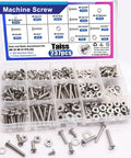 304 Stainless Steel Machine Screws Bolts Nuts And Washers Assortment Kit with 8 sizes and 237 pieces in clear storage box