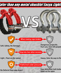 Comparison of 2 Pack Synthetic Soft Shackle Half Inch By 22 Inch With 55000 Lb Breaking Strength and metal shackle for off-road recovery