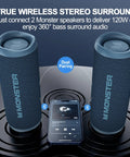 Two Beast 60W Portable Outdoor Bluetooth Speakers with dual pairing, Bluetooth 5.4, IPX8 waterproof, shown with a smartphone.