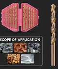 13 Piece M35 Cobalt Drill Bit Set 1.5mm To 6.5mm HSS Cobalt Jobber Bits For Tough Metals Stainless Steel Cast Iron Wood And Plastics In A Handy Plastic Index Box