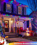 House decorated with 2 pack solar string lights 100 LEDs over 32.8 feet multicolor waterproof outdoor decor for Christmas