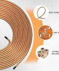 Premium Brake Line Tubing Kit 25 Ft 3/16 and 1/4 Inch With 60 Fittings Inverted Nuts and Unions For Auto Repair DIY Car Brake Line Set