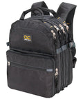 75-Pocket Tool Backpack With 6 Zippered Compartments, Adjustable Padded Straps, and Handle, in black with visible logo