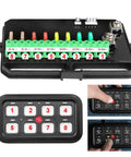 8 Gang Switch Panel For Trucks Boats ATVs UTVs SUVs Caravans And Marine Slim Waterproof LED On Off Panel with labeled fuses and buttons