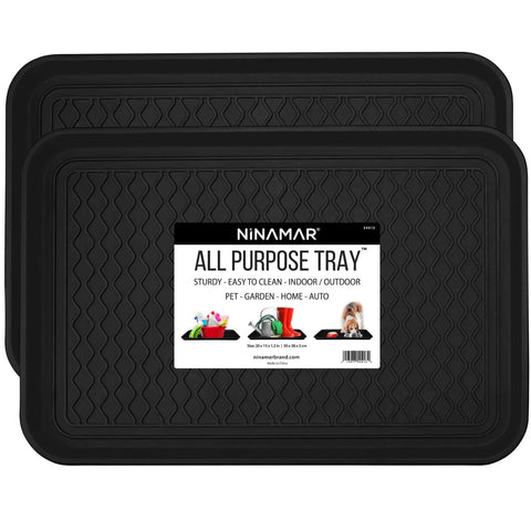 Two Pack Boot Tray Organizer For Shoes And Boots 20 By 15 Inches Heavy Duty Flex Plastic with label, stacked design