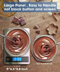 Digital Kitchen Scale With 22Lb Capacity, Precise 1g And 0.1oz Increments showing chocolate bowls on stainless steel platform