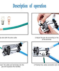 Step-by-step use of Heavy Duty Battery Cable Lug Crimping Tool With Rotating Die Heads for copper lugs and terminals