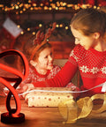 Modern Spiral Table Lamp With RGB And Dimmable LED White Light on a table, decorating a festive scene with mother and daughter wrapping gifts.