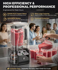 Professional Commercial Blender With Quiet Shield Enclosure 2200W Power Heavy Duty Self Cleaning Unit 80Oz (2.2L) Pitcher