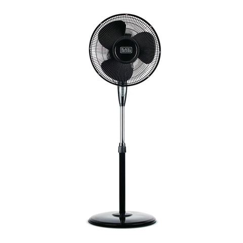 16 Inch Stand Fan With Pedestal Base Height Adjustable Remote Control Touch Panel Free Standing 90 Degree Oscillation And 3 Speed Settings Quiet Powerful Cooling For Bedrooms Offices Garages Dorms, front view