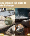 Before and after of using 18Pcs Titanium Plated Chainsaw Sharpening Bits Set for Chainsaw Chains for fast chain maintenance