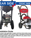 Beefy 3400 PSI Replacement Pressure Washer Pump With 2.5 GPM And 7/8 Inch Shaft, showing rear and front view installed on washers.