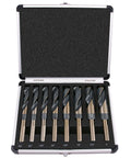 EFFICERE 8-piece HSS drill bit set in aluminum case, 9/16–1 in by 1/16 increments, 135° split point