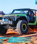 Green offroad vehicle with LED Pod Light Kit Two Pack 2.8 Inch 20W Square Offroad Lights With 4 LED Hyper Spot Beams in desert