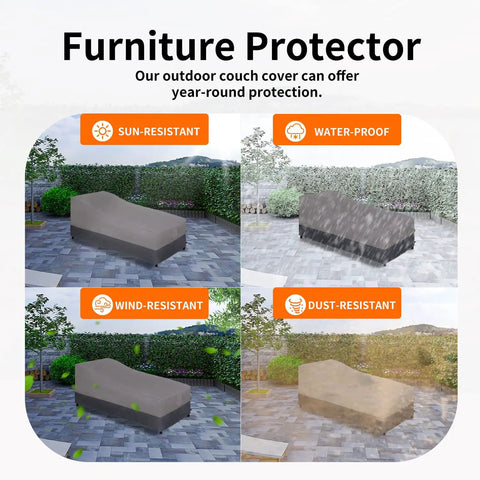 Heavy Duty Waterproof Outdoor Chaise Lounge Cover Set With Air Vent, Windproof Patio Lounge Chair Covers, 2 Pack illustration