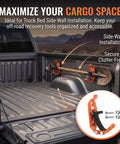 Beefy Heavy Duty Quick Release Shovel Mount For Truck Bed And Roof Rack installed on truck bed side wall