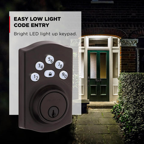 Smooth Operator Electronic Deadbolt Door Lock Bringing Hassle Free Keyless Entry And Rock Solid Home Security With Five Button Keypad Auto Lock Capability Plus Instant Code Access In Brushed Venetian Bronze
