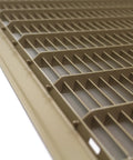 Close-up of brown fixed blade design on Super Sturdy Walkable Floor Vent Grille Built Tough From Reinforced Steel To Handle Heavy Foot Traffic Fits 12 By 30 Inch Duct Openings With Easy Drop In Setup