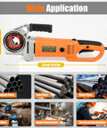 Heavy Duty 2300W Electric Pipe Threader With Six Dies And 110V Handheld Design For Fast, Precise Threading Operations, shown with an orange handle.
