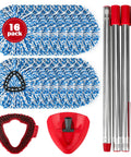 All-In-One Spin Mop Replacement Kit for RinseClean 2-Tank System With 16 Microfiber Refills, Scrubber Head, Triangle Base and Adjustable 31-63in Handle Built for EasyWring RinseClean Compatibility, 16 microfiber refills and stainless steel handle set