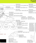 Twister XT Mens Fitness Inline Skates diagram showing skate components and specifications, including 165mm frame and 80mm wheels.