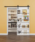 Paintable 36x84 Barn Door With 6.6 Ft Hardware Kit Delivers Space-Saving Sliding Design And Built-In Storage Shelf, Crafted From Solid MDF
