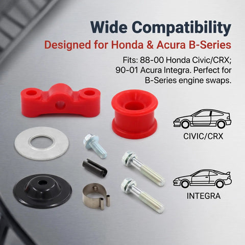Shifter Bushing Kit And Shift Linkage Hardware Pin Clip For Honda B Series Swaps Compatible With Civic CRX And Acura Integra multicolored polyurethane bushings and hardware