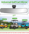 Universal Adjustable Golf Cart Rear View Mirror, 17x2.7 inch for EZGO, Club Car, Yamaha carts