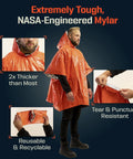 Emergency Mylar Poncho With Hood For Rain And Wind Lightweight Reusable Survival Blanket Poncho, showing durability and thickness.