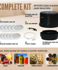 All-New 2026 Electric Mason Jar Vacuum Sealer Kit with lids, jar opener, and Type-C cable for food preservation.