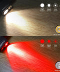 Rechargeable LED Headlamp With 90 CRI White Light And 660nm Deep Red Light For Night Vision on wooden surface